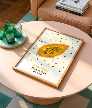 Abstract Papaya Art With Polka Dot Background - Mi tienda