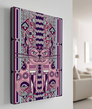 Gato Art Deco geométrico con patrones intrincados