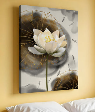 Illustration of a lotus flower with golden accents