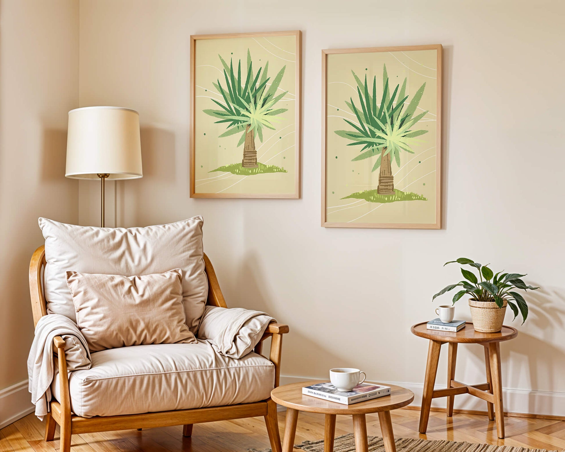 Illustrated tropical yucca plant with a textured background