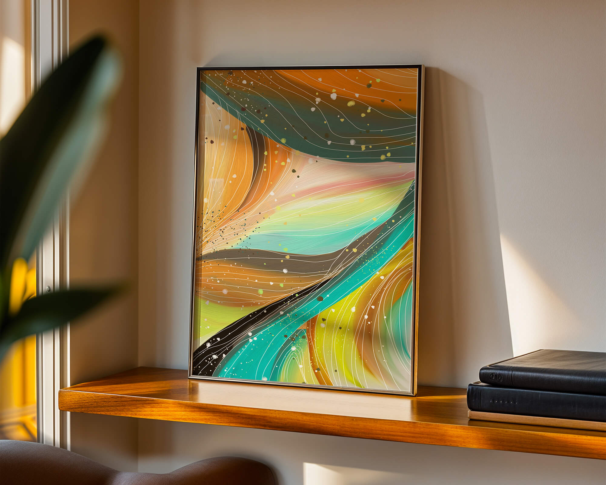 Abstract swirl of vibrant colors with dynamic lines