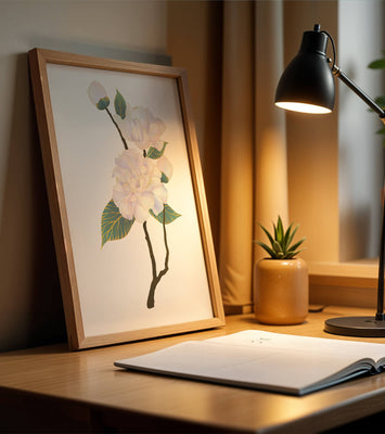 Delicate blooming flowers with lush leaves in elegant design