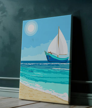 Ruhige Meereslandschaft mit Segelboot unter der Sonne