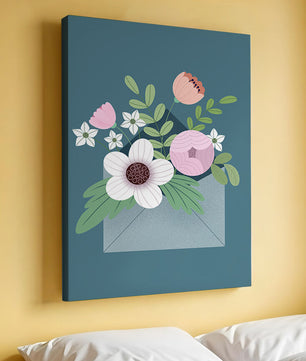 Floral bouquet in envelope with elegant botanical design