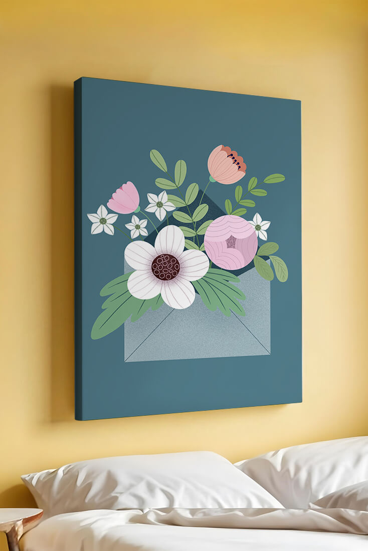 Floral bouquet in envelope with elegant botanical design