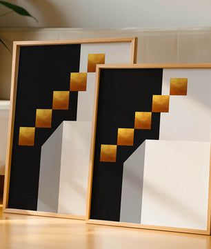 Modern abstract geometric artwork with gold accents - Mi tienda