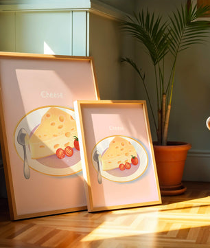 Plate with Cheese and Tomatoes on Pink Background