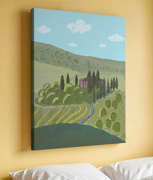 Paysage charmant de campagne toscane avec collines ondulées et cyprès