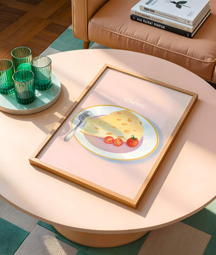Plate with Cheese and Tomatoes on Pink Background