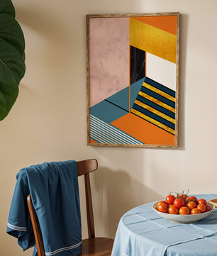Abstraktes geometrisches Design mit Marmor- und Goldtexturen