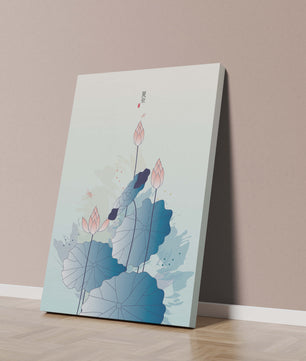 Lotus flower and dragonflies in elegant pastel illustration