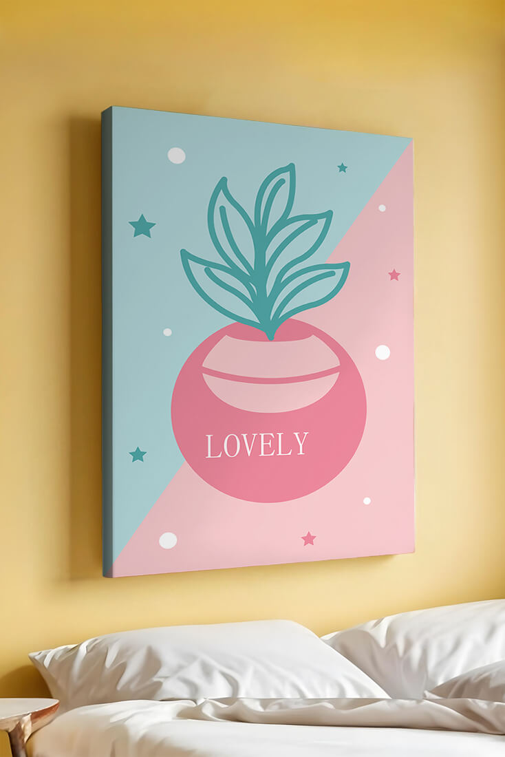 Playful pastel illustration with plant motif and stars