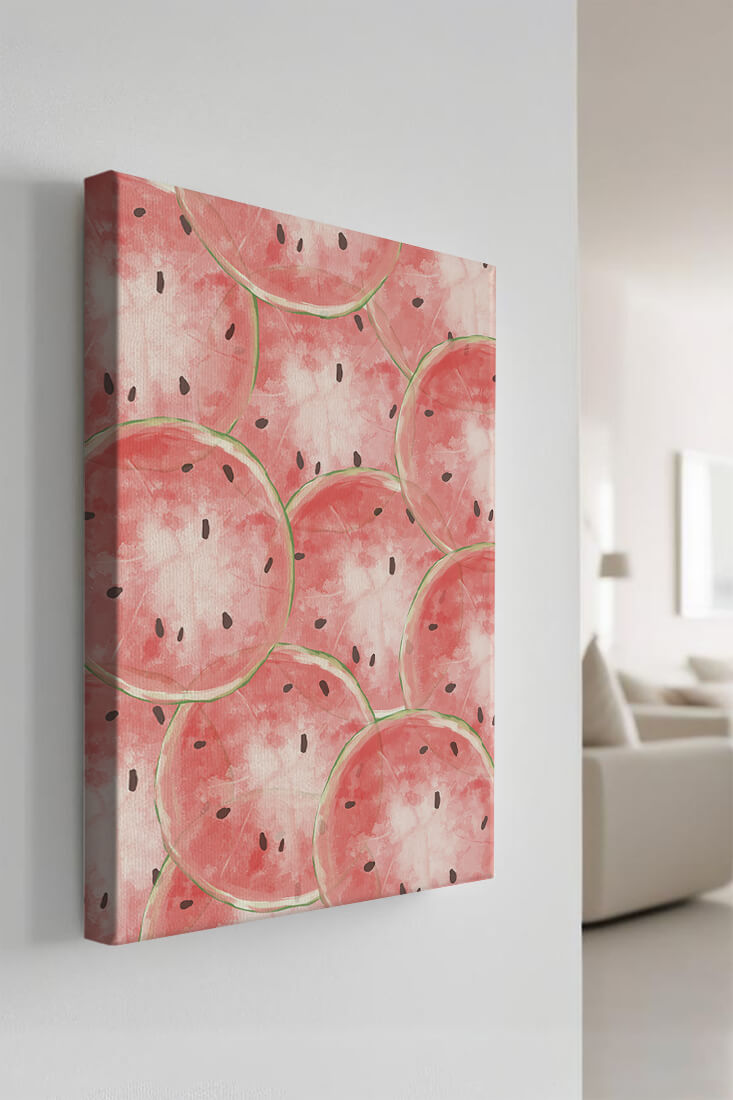 Watercolor watermelon slice pattern full of vibrant summer vibes