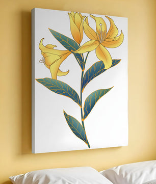 Elegante goldene Lilienillustration mit komplizierten Blattdetails