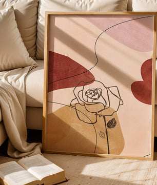 Abstract Line Art Rose with Earth Tones and Minimalist Design - Mi tienda