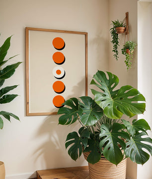 Vertical Arrangement of Orange and White Circles with Shadows on a Light Background - Mi tienda