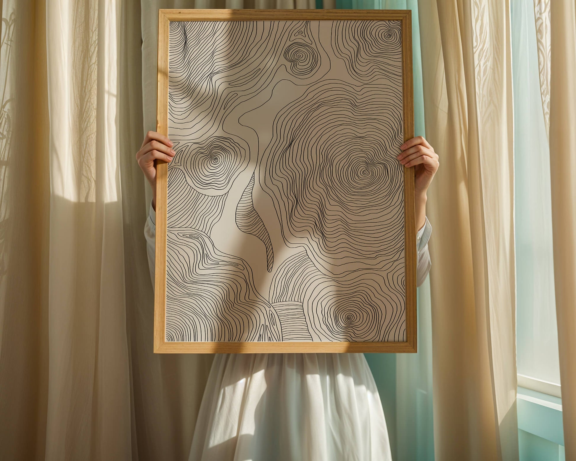 Art linéaire topographique abstrait avec des motifs tourbillonnants