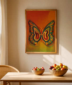 Vibrant butterfly depiction with colorful abstract background