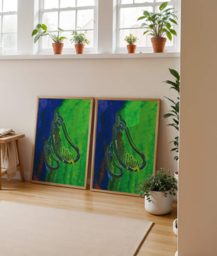 Abstract colorful artwork with vibrant shapes and lines