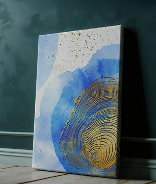 Abstract Watercolor Art with Gold Accents and Circular Pattern Design - Mi tienda