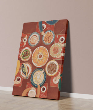 Colorful Chinese cuisine on a dining table with traditional dishes