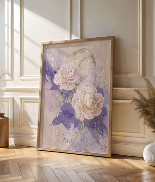 Elegant floral artwork with soft purple and pink hues