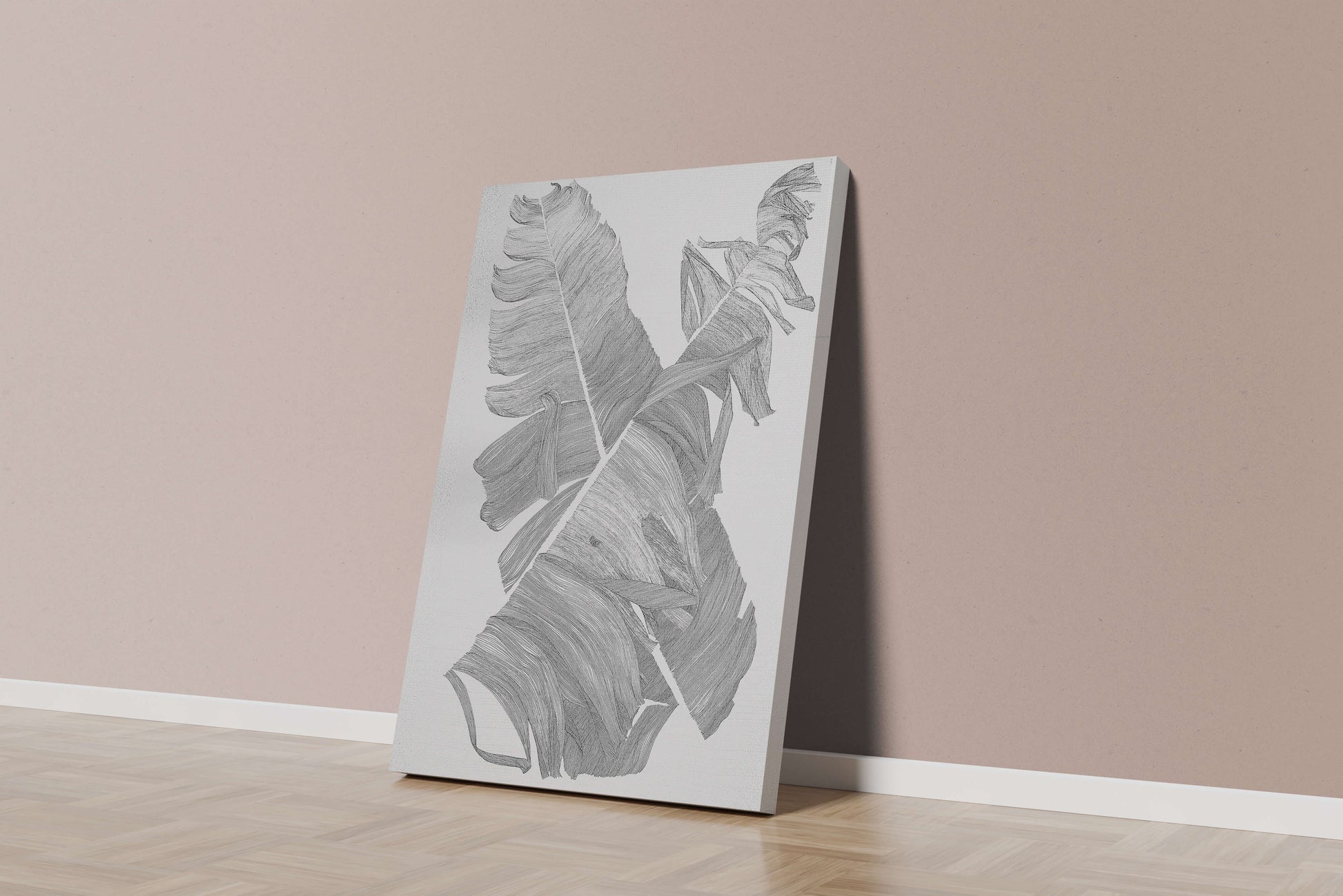Monochrome Abstract Illustration of Overlapping Leaves
