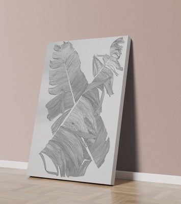 Monochrome Abstract Illustration of Overlapping Leaves