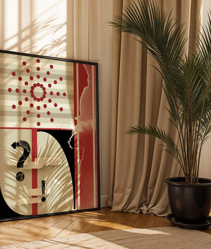 Design géométrique abstrait avec des éléments rétro et des symboles audacieux