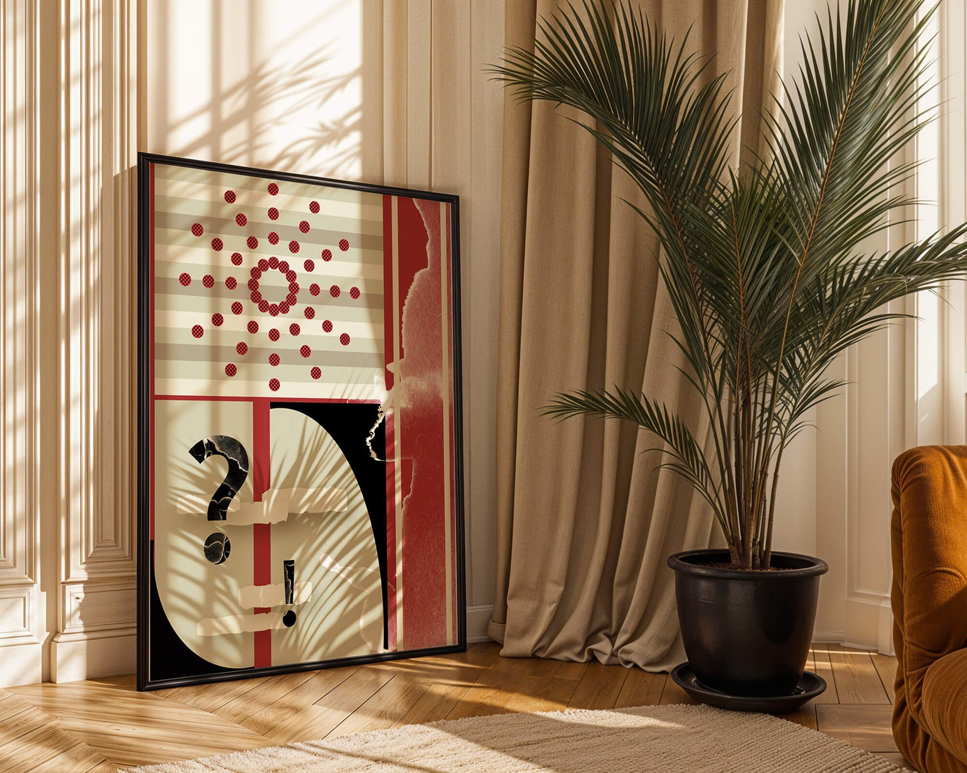 Design géométrique abstrait avec des éléments rétro et des symboles audacieux