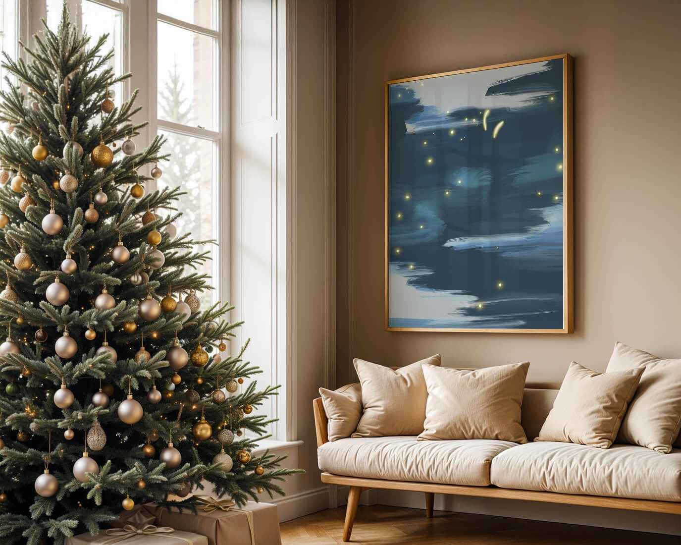 Abstract Night Sky With Glowing Elements