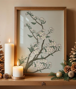 Delicate cherry blossoms on a soft blue background
