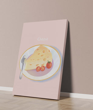 Plate with Cheese and Tomatoes on Pink Background