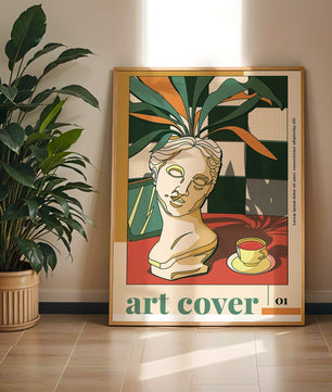 Abstract Art with Bust and Coffee Cup
