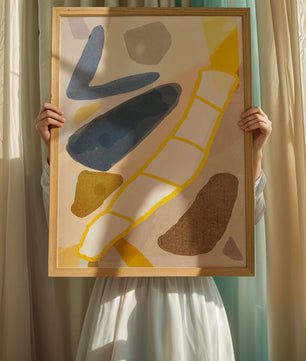 Abstract Design with Geometric Shapes in Earthy Tones and Gold Accents - Mi tienda