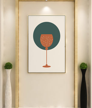 Wine Glass with Decorative Elements on Modern Minimalist Background - Mi tienda