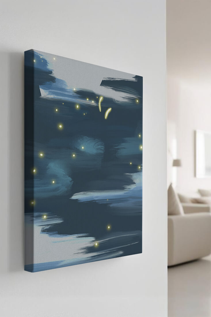 Ciel nocturne abstrait avec lucioles lumineuses