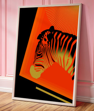 Abstract Zebra with Vibrant Colors and Golden Elements