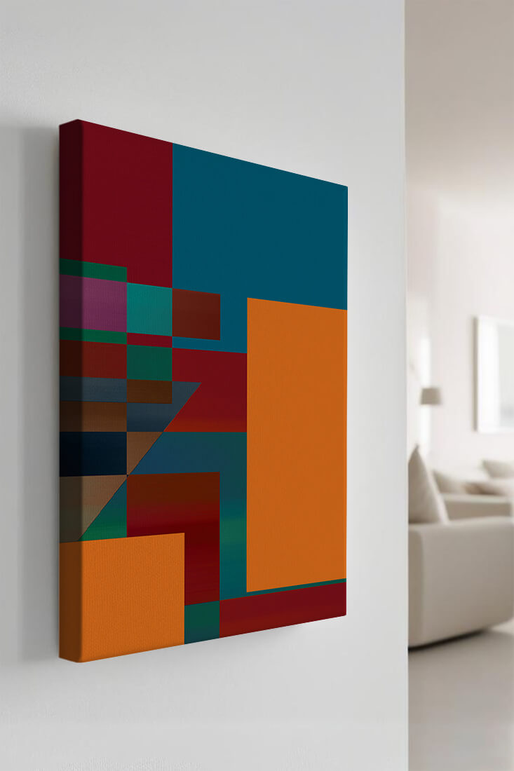 Colorful geometric abstract design with bold blocks and tones
