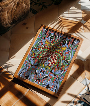 Colorful Geometric Pattern with Symmetrical Design and Abstract Motif