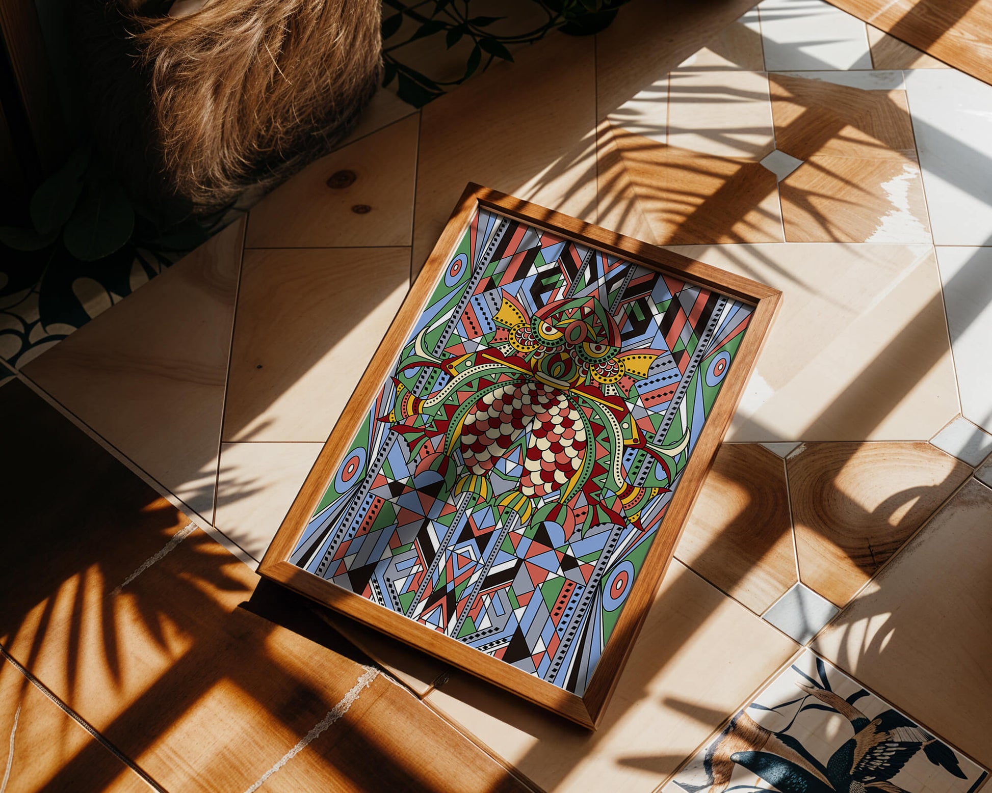 Colorful Geometric Pattern with Symmetrical Design and Abstract Motif