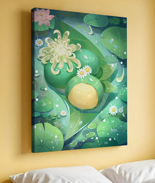 Scène aquatique luxuriante avec des fleurs de lotus et des feuilles vertes