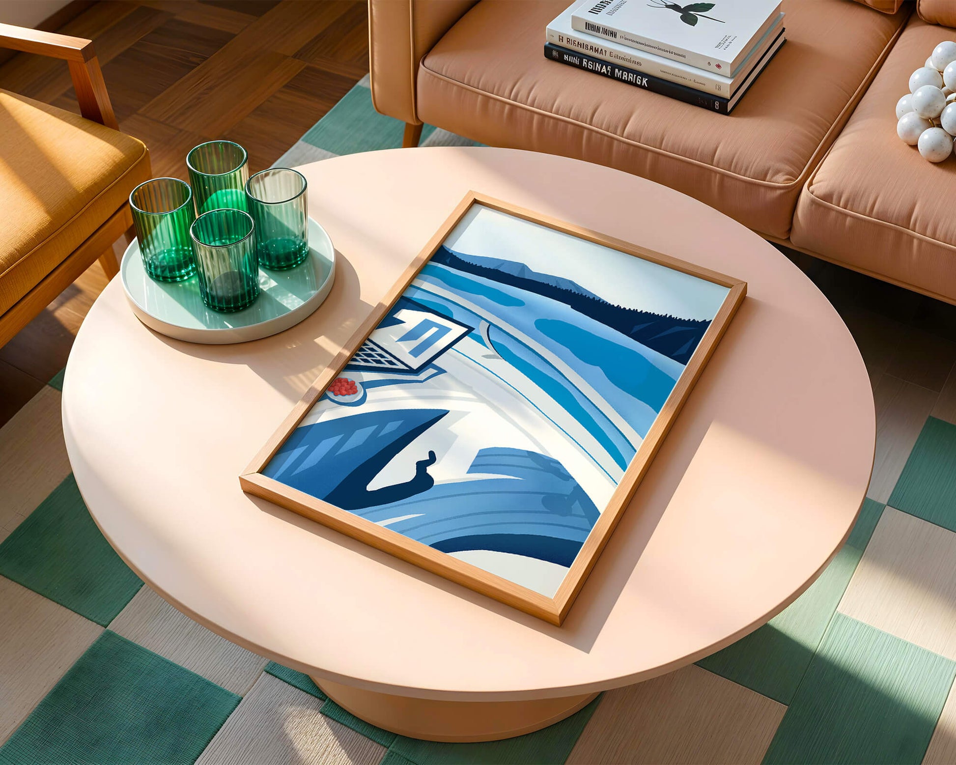 Modern Laptop and Scenic Lake View Illustration
