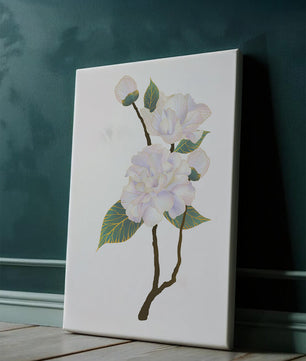 Delicate blooming flowers with lush leaves in elegant design