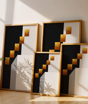 Modern abstract geometric artwork with gold accents - Mi tienda