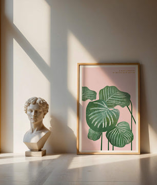 Abstract Botanical Green Leaves On Pink Background - Mi tienda
