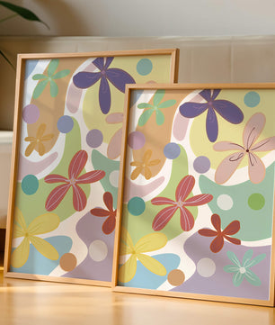 Motif floral abstrait coloré