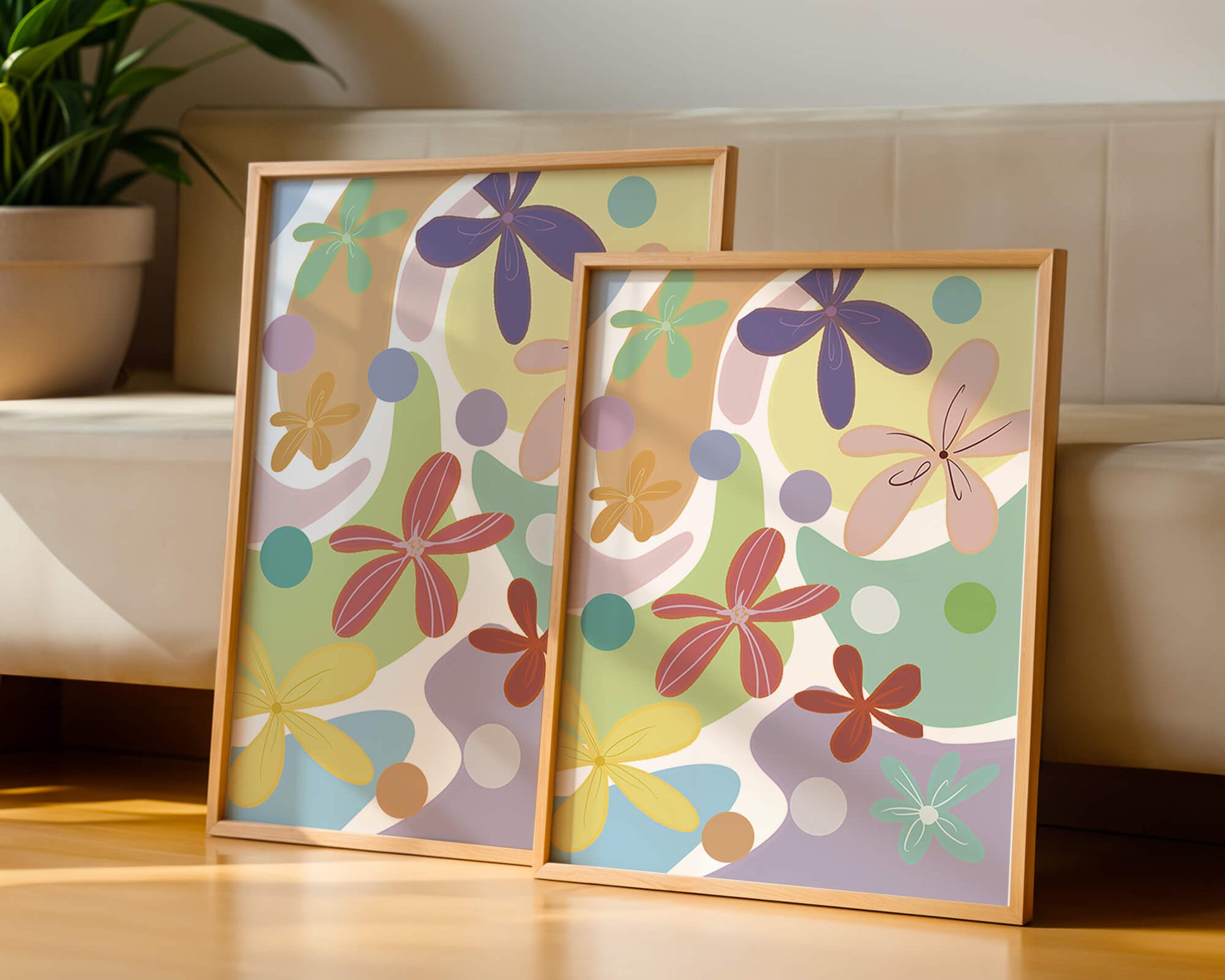 Motif floral abstrait coloré