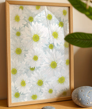 White Daisies Pattern with Yellow Centers