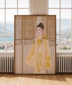 Traditional Chinese attire with gold embroidery and elegant design